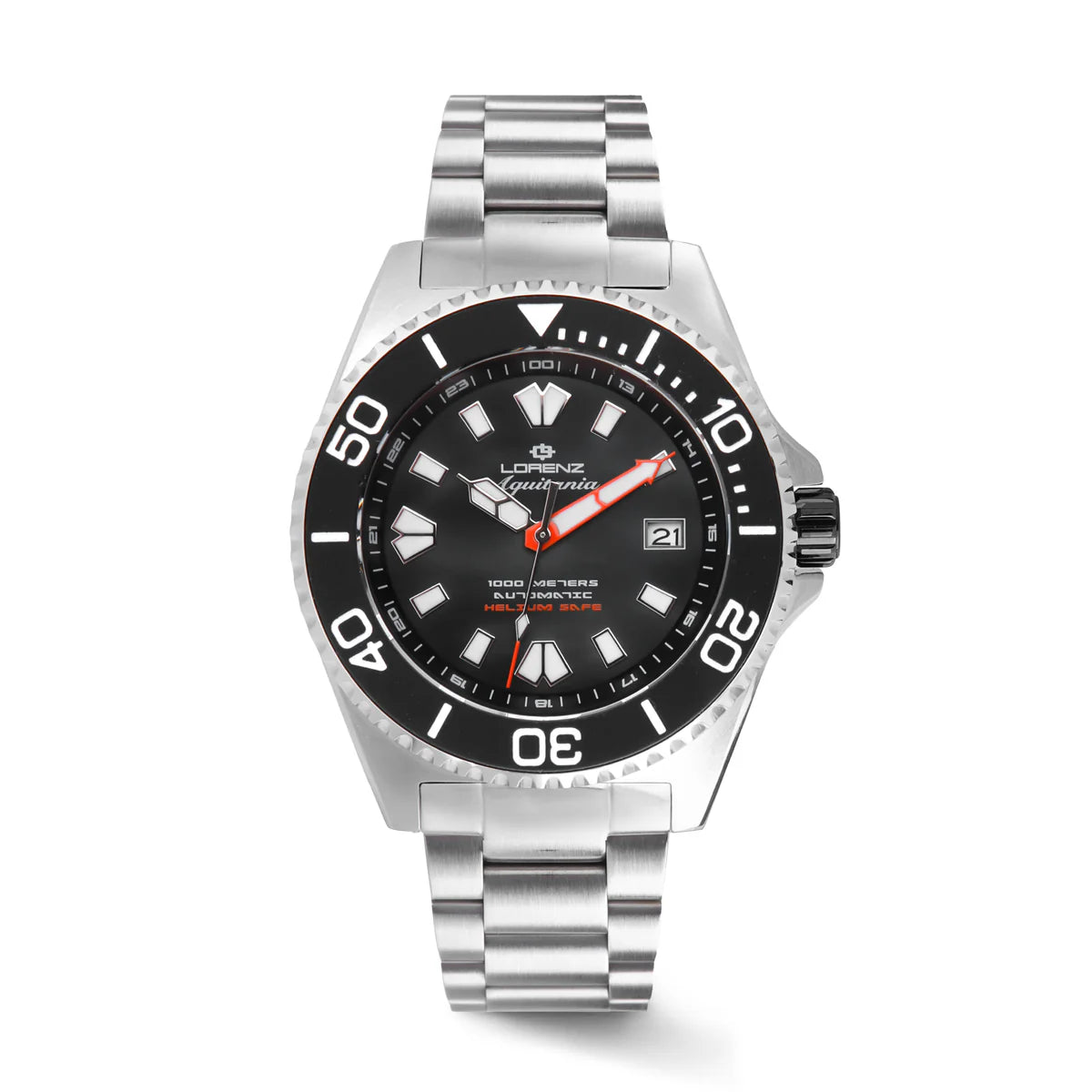 Orologio Lorenz Aquitania 1000 Metri Acciaio Quadrante Nero