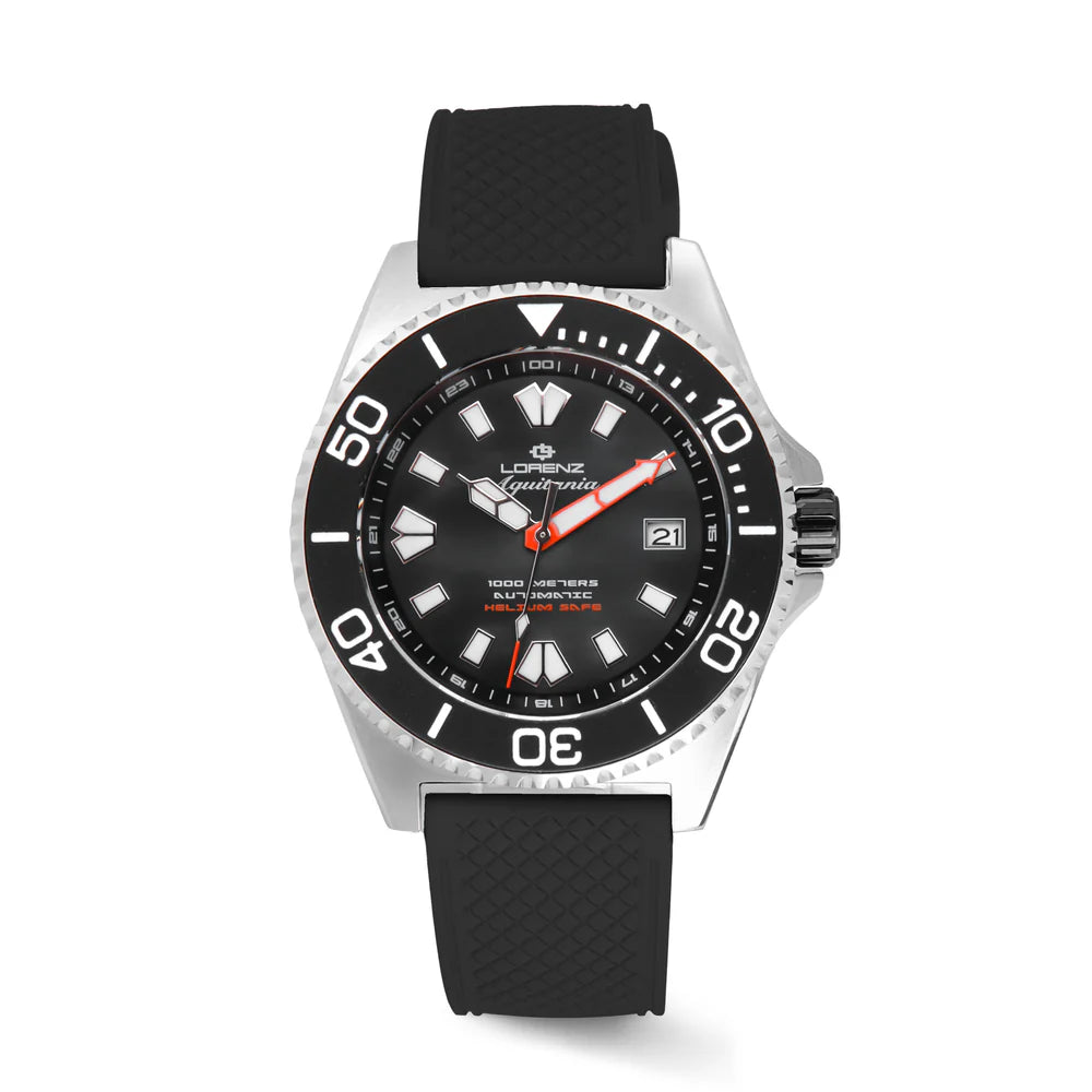 Orologio Lorenz Aquitania 1000 Metri Acciaio Quadrante Nero