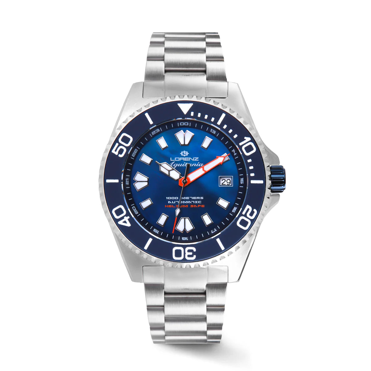 Orologio Lorenz Aquitania 1000 Metri Acciaio Quadrante Madreperla Blu
