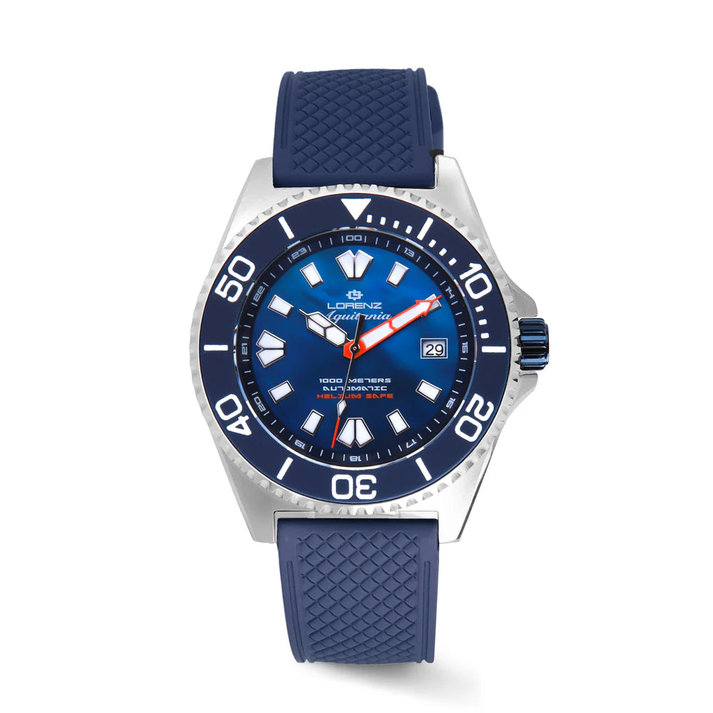 Orologio Lorenz Aquitania 1000 Metri Acciaio Quadrante Madreperla Blu