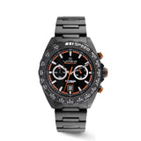 Orologio Lorenz Granpremio Carbon Quadrante Nero Dettagli Arancioni