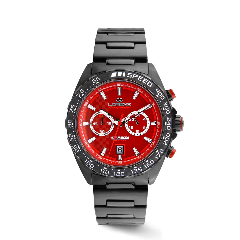 Orologio Lorenz Granpremio Carbon Quadrante Rosso