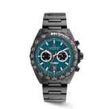 Orologio Lorenz Granpremio Carbon Quadrante Verde Turchese Dettagli Arancioni