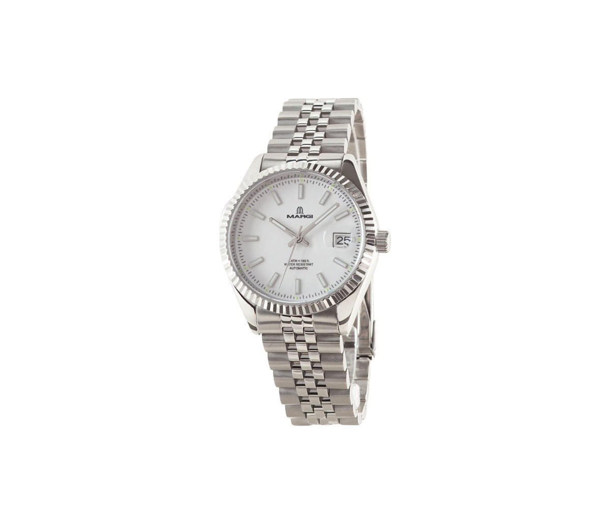 Orologio Margi Automatico Quadrante Bianco Acciaio