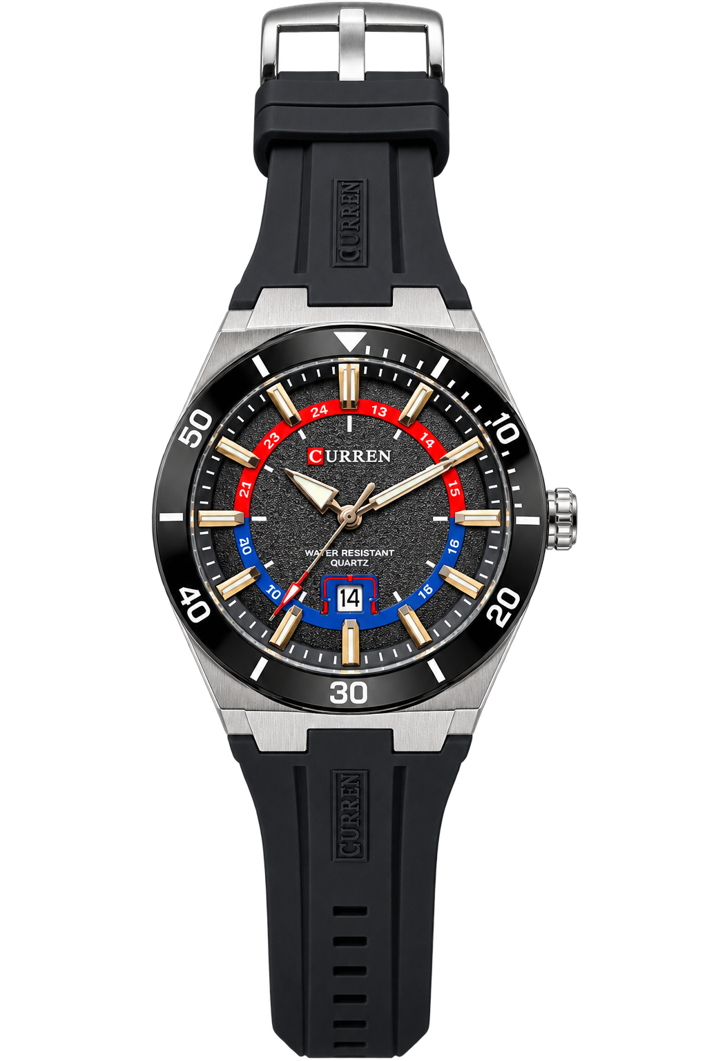 Orologio Curren Caucciù Nero Quarzo
