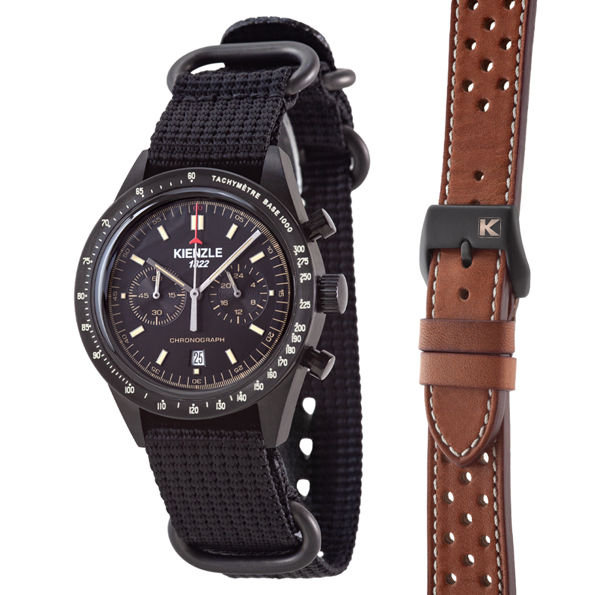 KIENZLE BLITZ Chrono KC429B – Cronografo Uomo Sportivo Nero con Doppio Cinturino