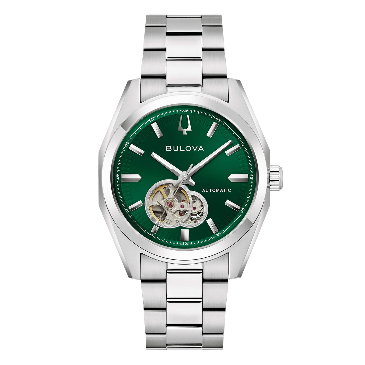Orologio Bulova Surveyor Acciaio OpenHeart Quadrante Verde