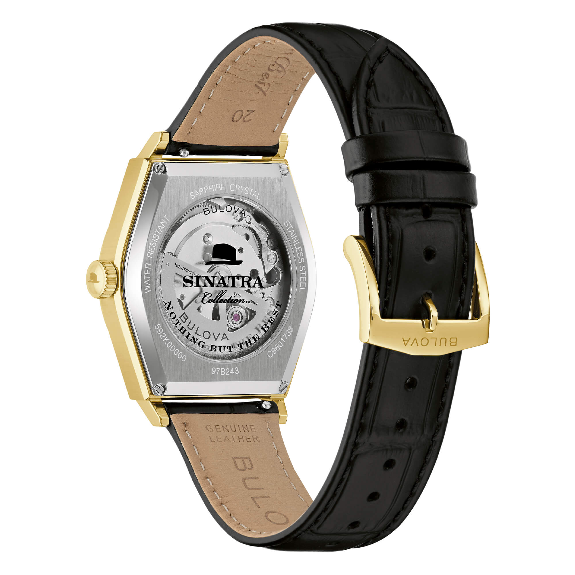 Nuovo Bulova FRANK SINATRA Gold Cinturino Pelle