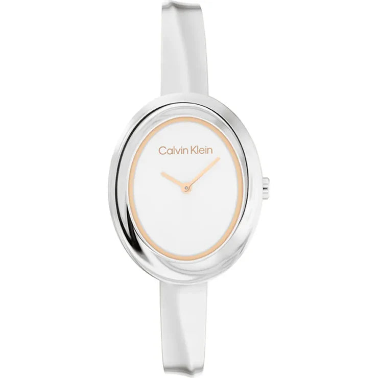 Calvin Klein Twisted Bezel Silver White