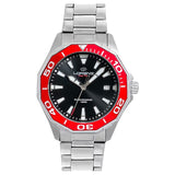 Orologio Lorenz Easy Time Acciaio Quadrante Nero Ghiera Rossa