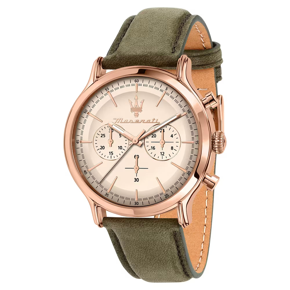 Maserati Epoca  – Cronografo Uomo Oro Rosa con Cinturino Verde