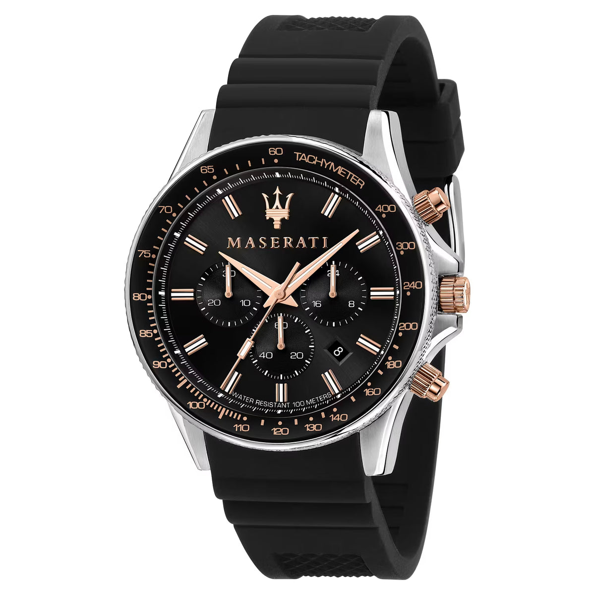 Maserati Sfida– Cronografo Uomo 44 mm Acciaio e Nero