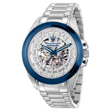 Maserati Traguardo Automatic Skeleton 43 mm Acciaio con Ghiera Blu