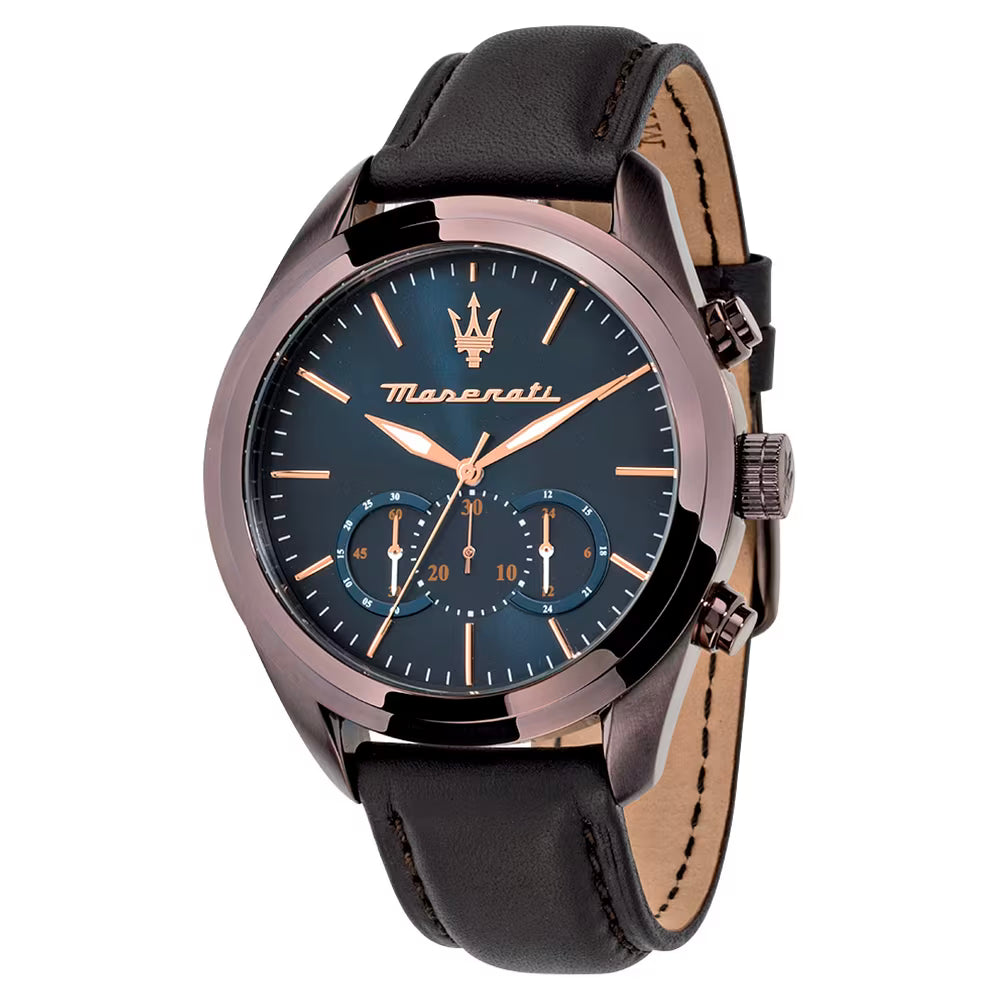 Maserati Traguardo R8871612008 – Cronografo Uomo Blu e PVD Marrone con Cinturino in Pelle