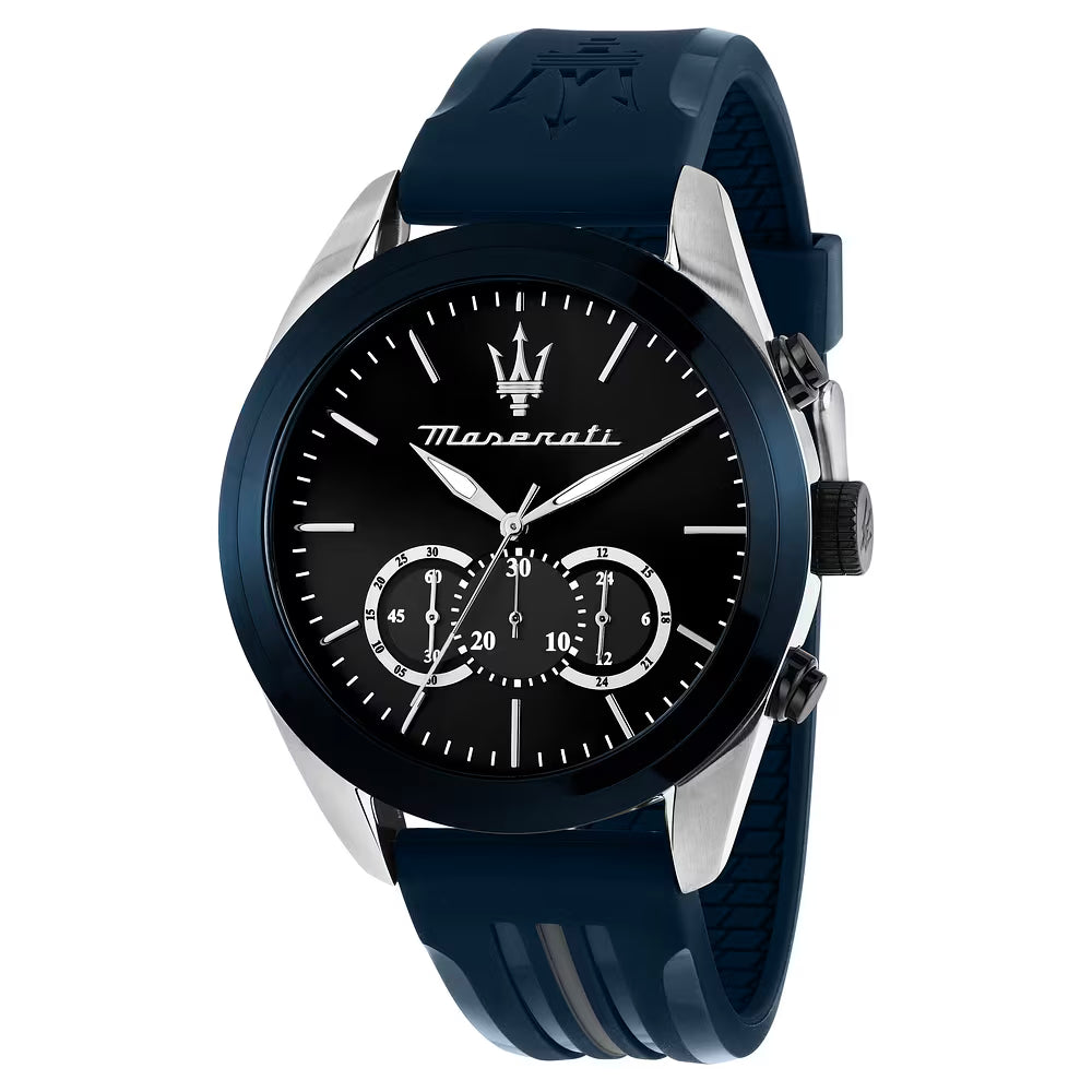 Maserati Traguardo R8871612046 – Cronografo Uomo Nero e Blu con Cinturino in Silicone