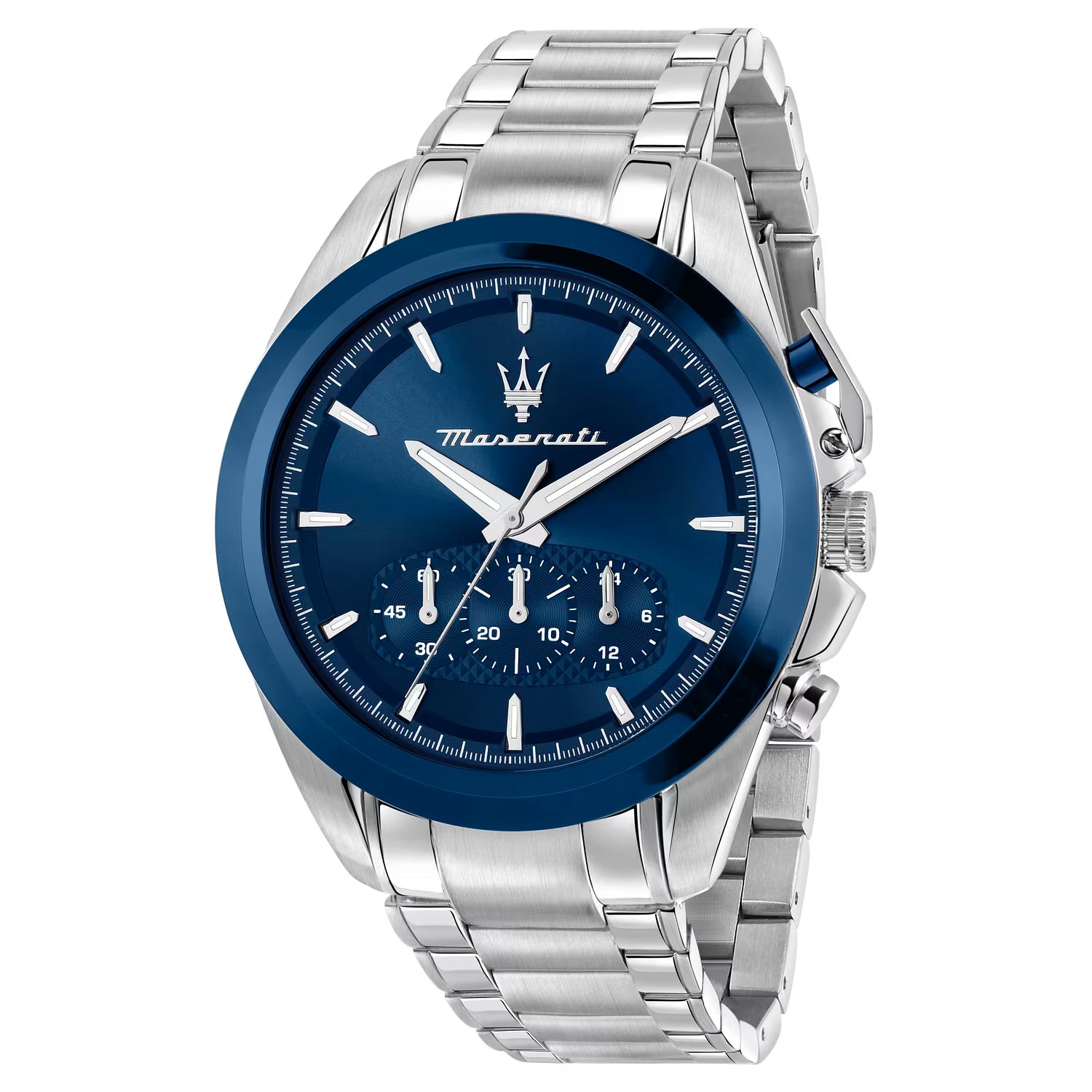 Maserati Traguardo Cronografo 43 mm Blu con Bracciale in Acciaio