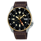 Orologio Seiko GMT Automatico Cinturino PelleLiscia Marrone