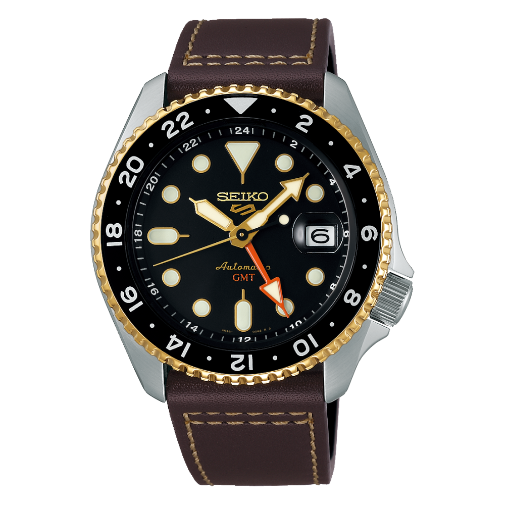 Orologio Seiko GMT Automatico Cinturino PelleLiscia Marrone