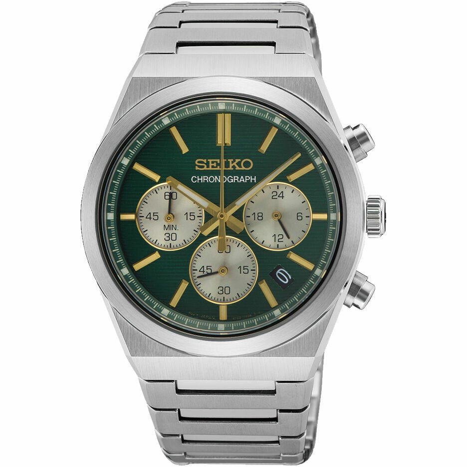 Orologio Seiko Cronografo Sportivo Quadrante Verde e con Vetro Zaffiro