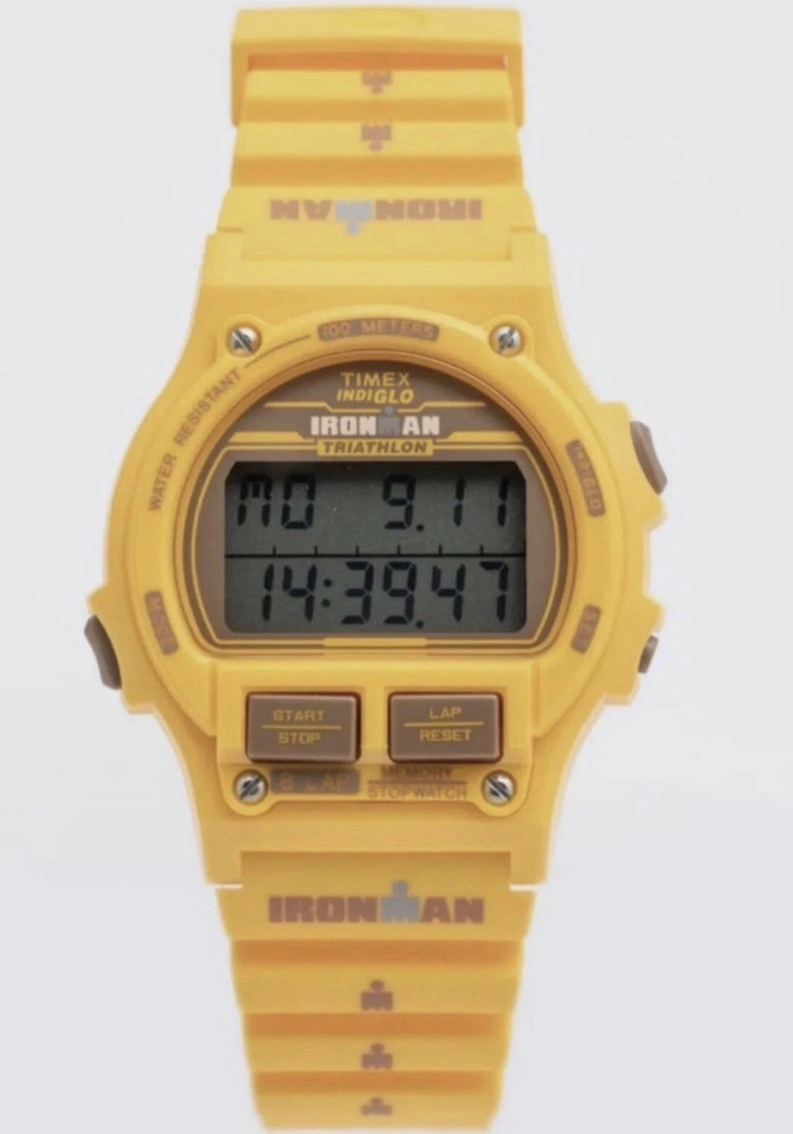 OROLOGIO TIMEX IRONMAN TRIATHLON INDIGLO GIALLO VINTAGE ANNI 90 NUOVO NOS RARO