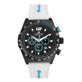 Orologio Lorenz Granpremio Cinturino Caucciù Bianco Dettagli Azzurri
